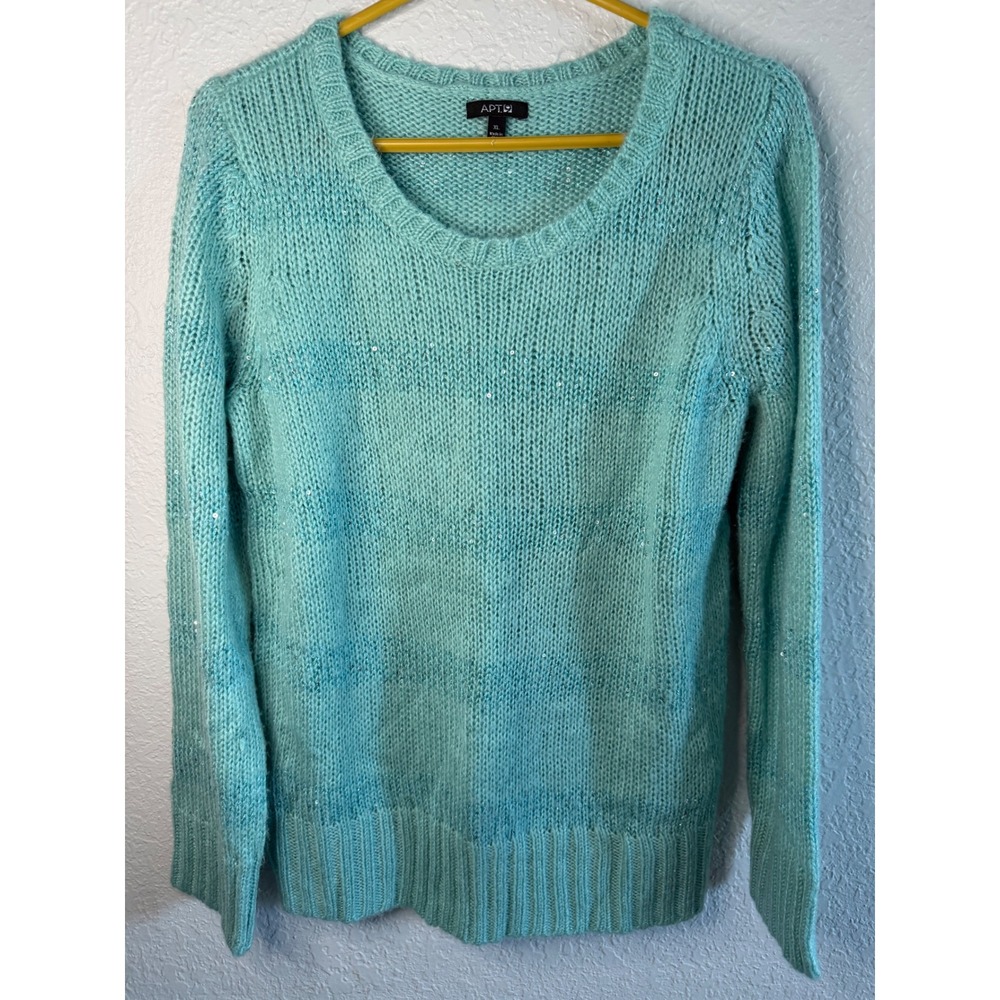 Sequin Apt 9 Pullover Sweater Womens XL Aqua Excellent